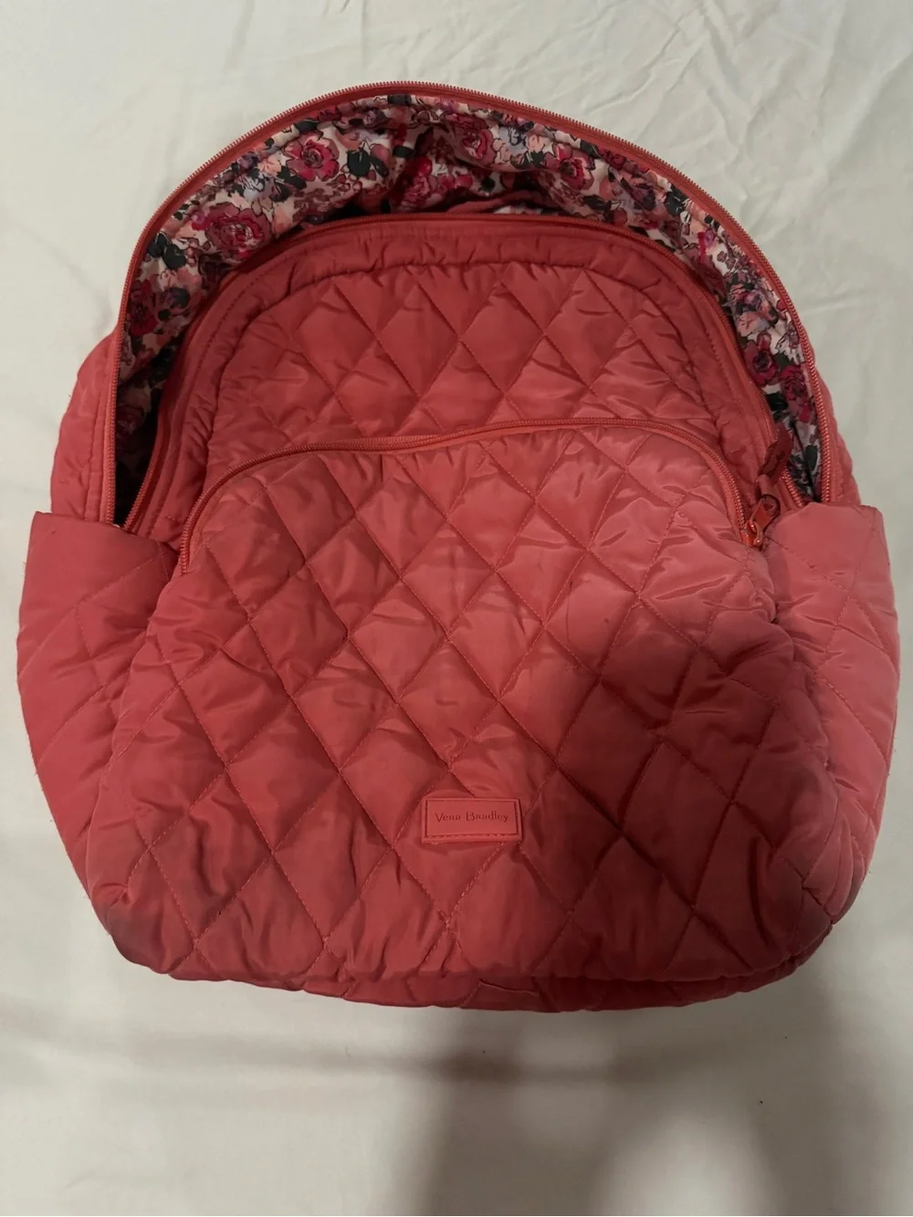 Vera Bradley Quilted Coral Pink Backpack - Picture 2 of 13